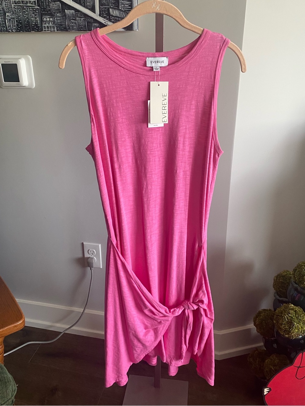 NWT Evereve Greta Washed Pink Tie Front Sleeveless Dress Small
